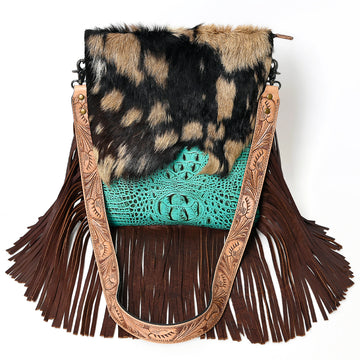 ADBGS192BL American Darling Hair On Crocodile Embossed Genuine Leather Women Bag Western Handbag Purse